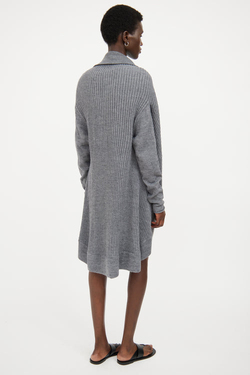 Sarah Pacini Grey Wool Blend Knit Cardigan