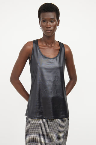 Sarah Pacini Black Faux Leather Tank