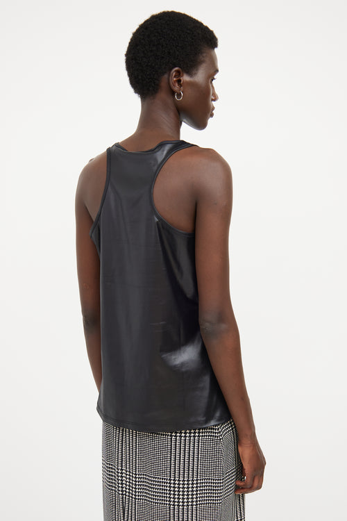 Sarah Pacini Black Faux Leather Tank