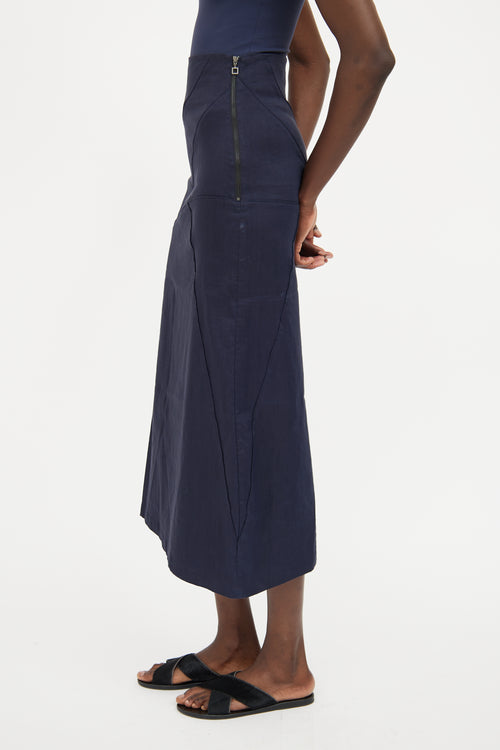 Sarah Pacini Navy Panel Midi Skirt