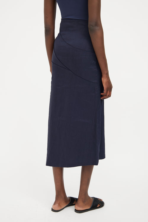 Sarah Pacini Navy Panel Midi Skirt