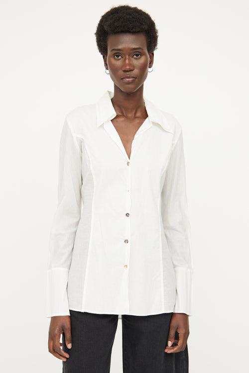 Sarah Pacini White Layered Collar Shirt
