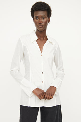 Sarah Pacini White Layered Collar Shirt