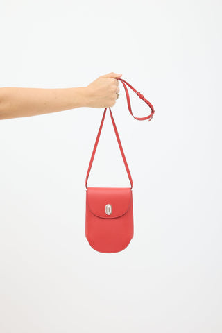Savette Red Leather Tondo Crossbody Pouch
