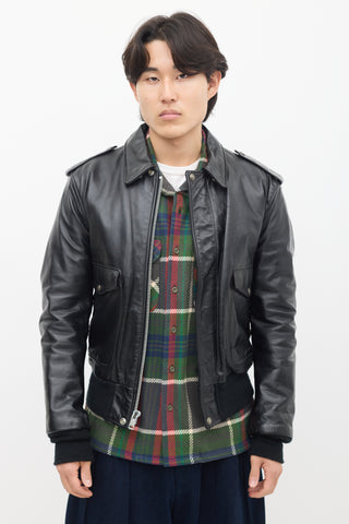 Schott Black Leather Flight Jacket