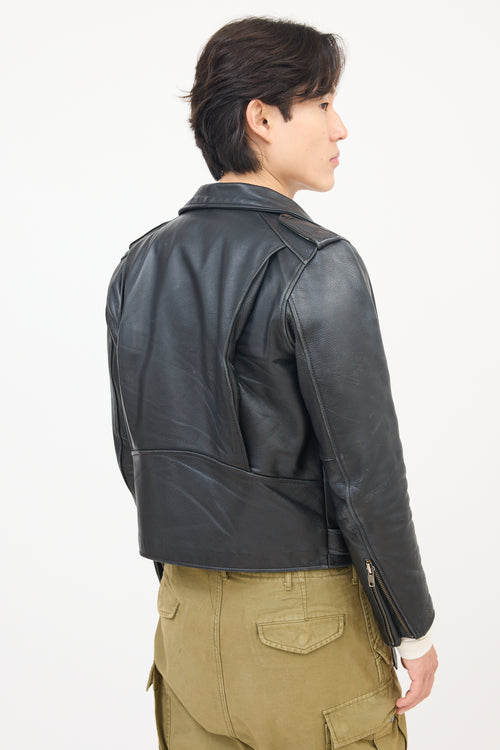 Schott Black Leather Moto Jacket