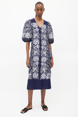 Sea Blue & White Paisley Dress