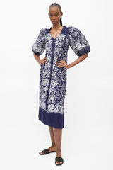 Sea Blue & White Paisley Dress