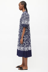 Sea Blue & White Paisley Dress
