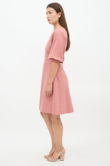 Sea Pink Panelled Puff Sleeve Dress
