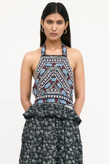 Sea Woven Floral Pleated Dress