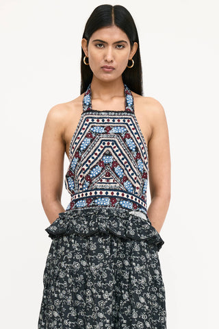 Sea Woven Floral Pleated Dress