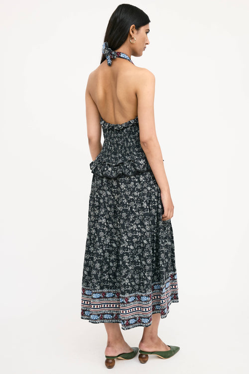 Sea Woven Floral Pleated Dress