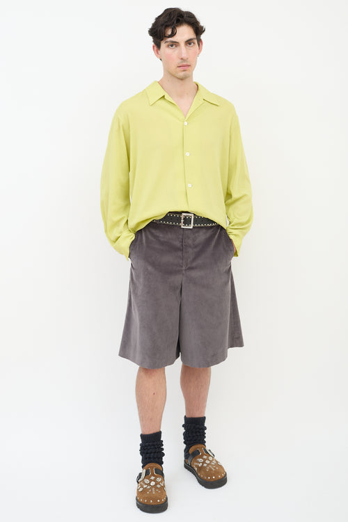 Second/Layer Green Cotton Button Up Shirt