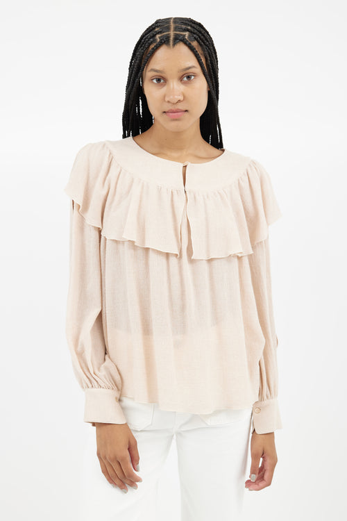 See By Chloè Beige Cut Out Sleeve Blouse