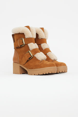 See By Chloe Brown Suede & Shearling Boot