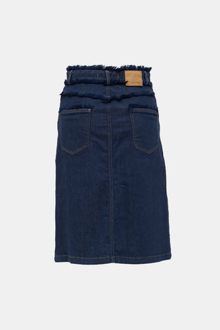 Denim Fringe Skirt