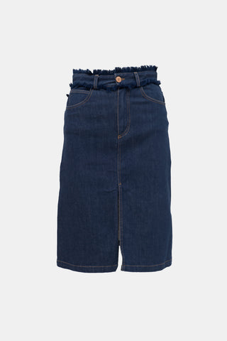 Denim Fringe Skirt