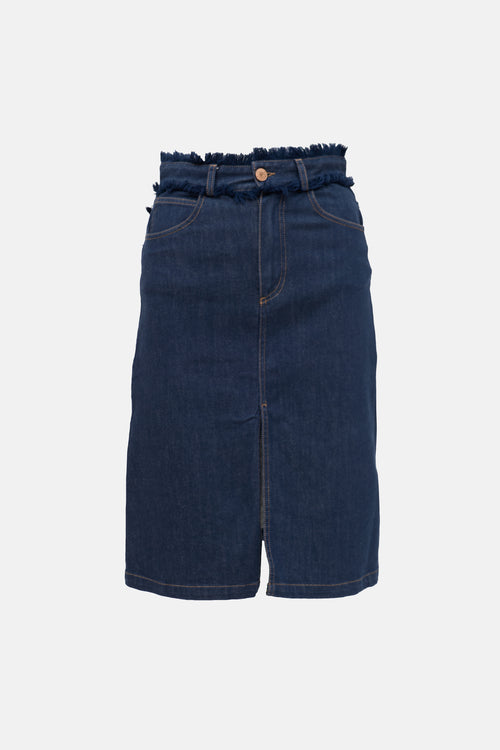 Denim Fringe Skirt