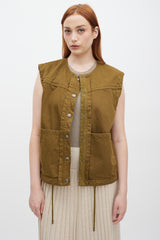 See By Chloè Khaki Green Cotton Cargo Vest