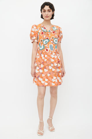 See By Chloè Orange & Multicolour Floral Belted Dress