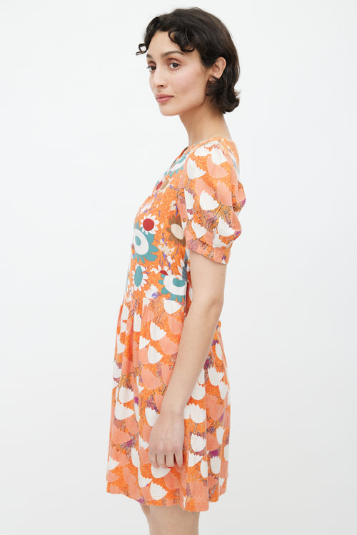 See By Chloè Orange & Multicolour Floral Belted Dress