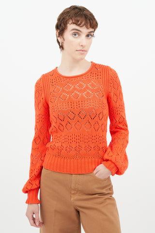 Ganni // Orange Embellished Ribbed Cardigan – VSP Consignment