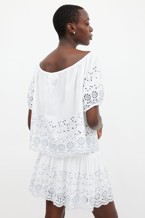 See By Chloè White & Blue Floral Eyelet Co-Ord Set