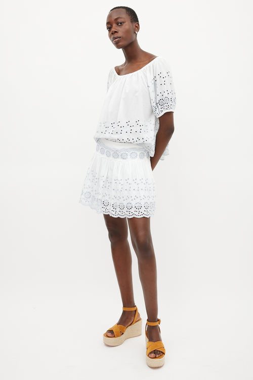 See By Chloè White & Blue Floral Eyelet Co-Ord Set