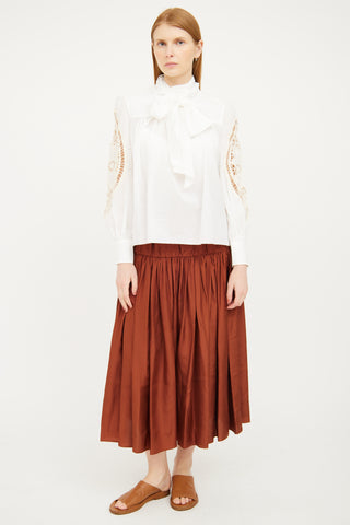 See By Chloè White Eyelet & Tie Collar Blouse