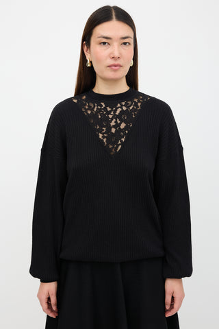 See By Chloé Wool Lace Panel Sweater
