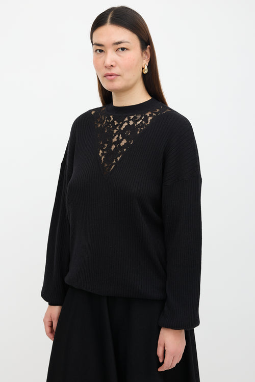 See By Chloé Wool Lace Panel Sweater