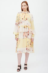 See By Chloè Cream & Yellow Floral Ruffle Layer Dress