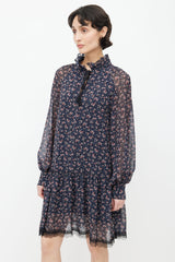 See By Chloè Navy & Pink Floral Dress