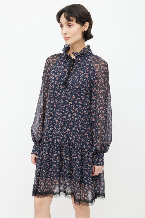 See By Chloè Navy & Pink Floral Dress