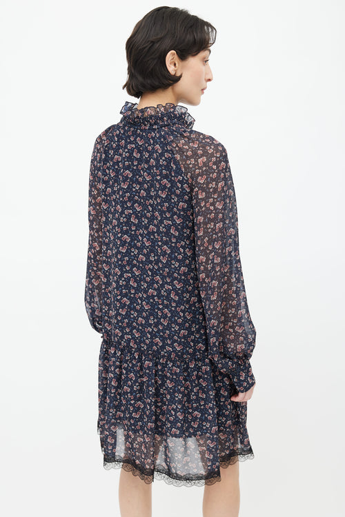 See By Chloè Navy & Pink Floral Dress