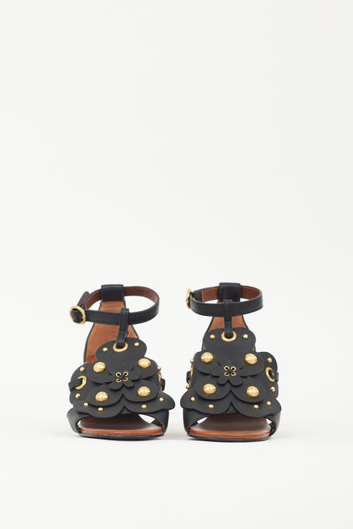 See by Chloé Black & Brown Leather Haya Studded Sandal