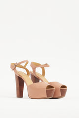 See by Chloé Black & Brown Leather & Wood Platform Heel