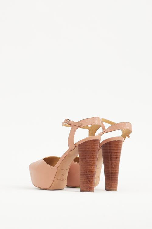 See by Chloé Black & Brown Leather & Wood Platform Heel