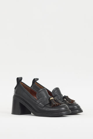 See by Chloé Black Leather Skyie Heeled Loafer