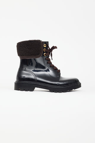 See by Chloé Black Rubber & Brown Shearling Florrie  Boot