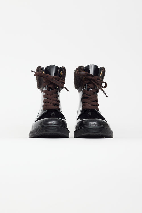 See by Chloé Black Rubber & Brown Shearling Florrie  Boot