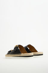 See by Chloé Black Leather Glyn Espadrille Sandal