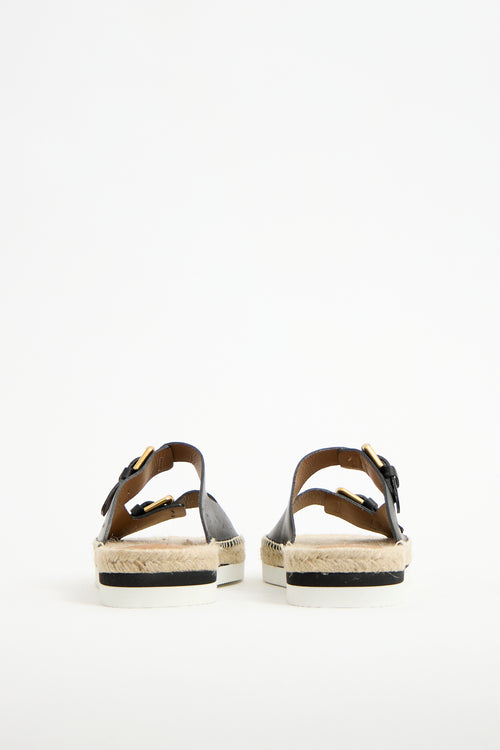 See by Chloé Black Leather Glyn Espadrille Sandal