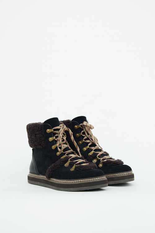 See by Chloé Eileen Black and Brown Sherpa Boot