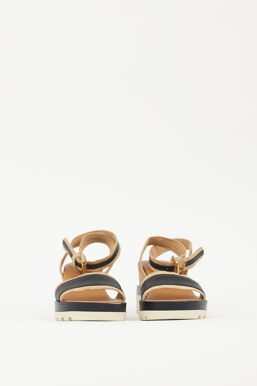 See by Chloé Brown & Black Robin Striped Sandal