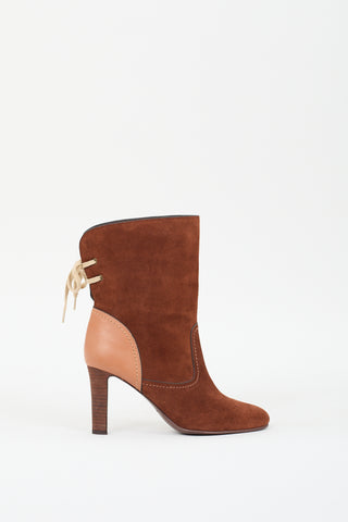 See by Chloé Brown Suede Lace Ankle Boot