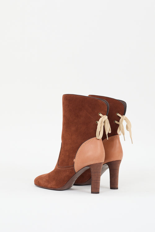 See by Chloé Brown Suede Lace Ankle Boot