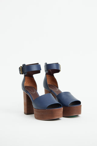 See by Chloé Navy & Brown Platform Sandal