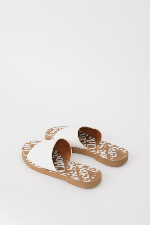 See by Chloé White Leather Logo Essie Slide